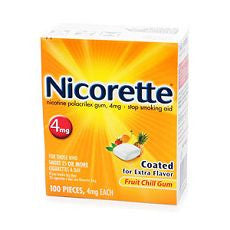 Nicorette Nicotine Gum 4mg, Fruit Chill 100 ea