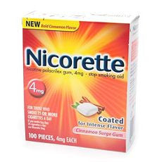 Nicorette Nicotine Gum 4mg, Cinnamon Surge 100 ea