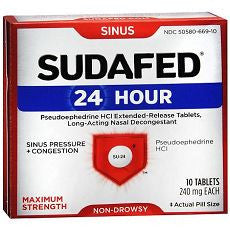 Sudafed 24 Hour Nasal Decongestant Tablets