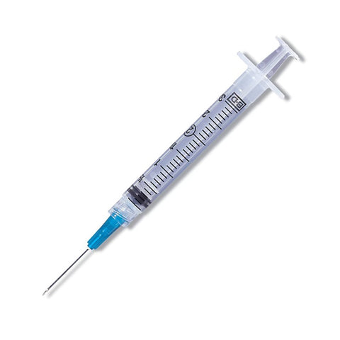 Syringe with Needle, 3mL, Luer Lock, 25G x 1", 100/bx