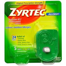 Zyrtec 24 Hour Allergy Relief Tablets 10MG 5 ea