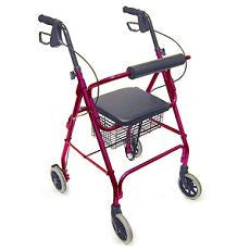 Rollator Aluminum Burgundy with 6" Casters