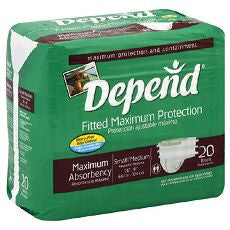 Depends Fitted Maximum Protection Briefs S/M