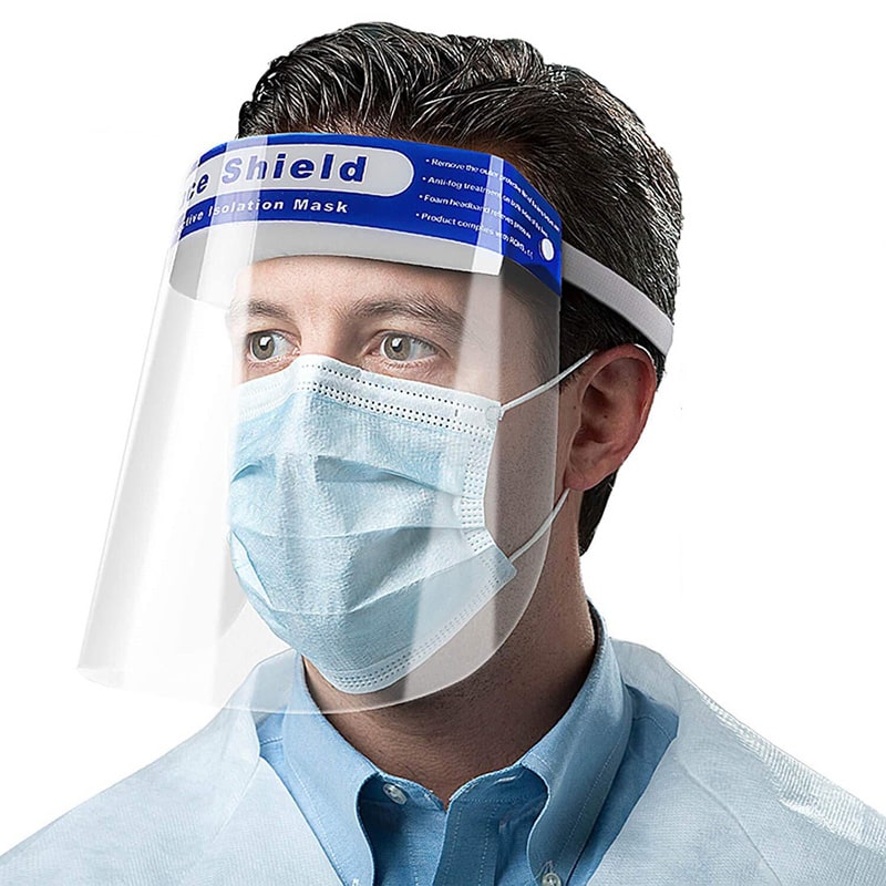 Face Shields with Elastic Band, Latex Free, Full Length, Clear - 500/Case